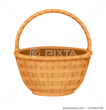Wicker Basket Isolated on White Background 135882790