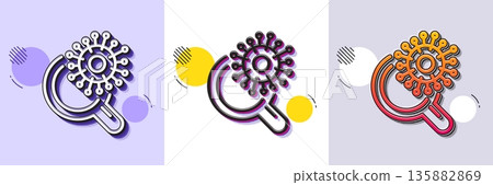 Coronavirus research line icon. Halftone dotted pattern. Gradient icon with grain shadow. Search Covid-19 virus vaccine sign. Corona virus test symbol. Line coronavirus research icon. Vector Coronavirus research line icon. Halftone dotted pattern. Gradient icon with grain shadow. Search Covid-19 virus vaccine sign. Corona virus test symbol. Line coronavirus research icon. Vector 135882869