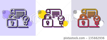 Security contract line icon. Halftone dotted pattern. Gradient icon with grain shadow. Cyber defence lock sign. Private protection symbol. Line security contract icon. Various designs. Vector Security contract line icon. Halftone dotted pattern. Gradient icon with grain shadow. Cyber defence lock sign. Private protection symbol. Line security contract icon. Various designs. Vector 135882936