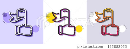 Leadership line icon. Halftone dotted pattern. Gradient icon with grain shadow. Success flag in hand sign. Winner symbol. Line leadership icon. Various designs. Vector Leadership line icon. Halftone dotted pattern. Gradient icon with grain shadow. Success flag in hand sign. Winner symbol. Line leadership icon. Various designs. Vector 135882953