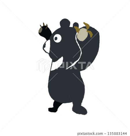 具有威脅性的亞洲黑熊插圖 - 注意，危險，注意熊出沒 135883144