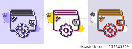 Wallet line icon. Halftone dotted pattern. Gradient icon with grain shadow. Money purse with cogwheel sign. Cash budget symbol. Line wallet icon. Various designs. Vector Wallet line icon. Halftone dotted pattern. Gradient icon with grain shadow. Money purse with cogwheel sign. Cash budget symbol. Line wallet icon. Various designs. Vector 135883209