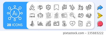 Search text, Creative idea and Canister oil line icons. Interest rate, AI generate, Inflation icons. Pack of Manual, Crowdfunding, Support service icon. Vector Search text, Creative idea and Canister oil line icons. Interest rate, AI generate, Inflation icons. Pack of Manual, Crowdfunding, Support service icon. Vector 135883222