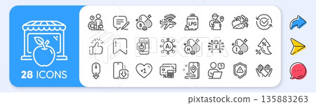 Money calculator, Phone download and Airplane wifi line icons. Interest rate, AI generate, Inflation icons. Pack of Iodine mineral, Vegetables, Scroll down icon. Vector Money calculator, Phone download and Airplane wifi line icons. Interest rate, AI generate, Inflation icons. Pack of Iodine mineral, Vegetables, Scroll down icon. Vector 135883263