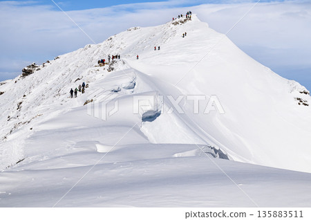 隆之耳和谷川山在隆冬時節的美麗山脊 135883511