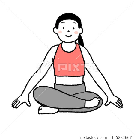 A simple and cute illustration of a woman doing yoga poses A simple and cute illustration of a woman doing yoga poses 135883667