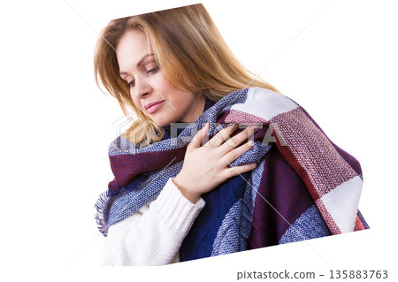 Woman wearing warm scarf 135883763