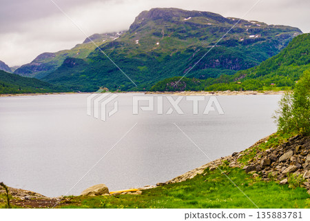 Lake in mountains Norway Lake in mountains Norway 135883781