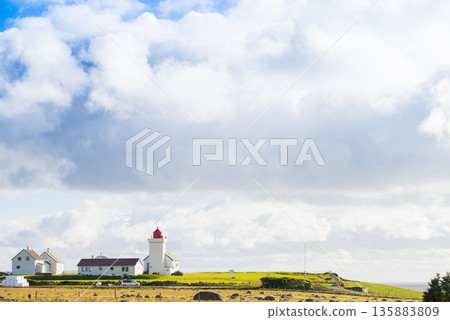Obrestad lighthouse in Norway. Obrestad lighthouse in Norway. 135883809