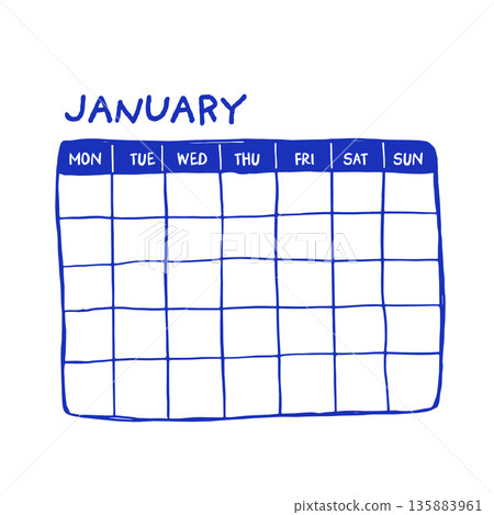 Minimalist hand drawn monthly planner template. Organizer page, diary and office schedule list. Minimalist hand drawn monthly planner template. Organizer page, diary and office schedule list. 135883961