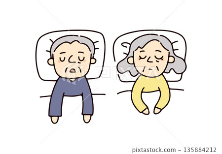 一對熟睡的老夫婦的插圖 135884212