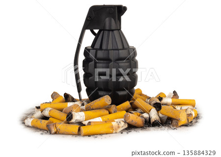 cigarette grenade isolated on white background 135884329