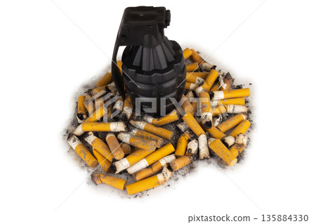 cigarette grenade isolated on white background cigarette grenade isolated on white background 135884330