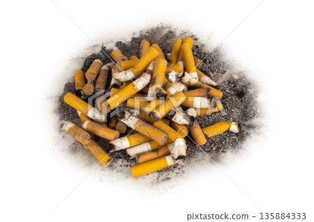 cigarette pile isolated on white background cigarette pile isolated on white background 135884333