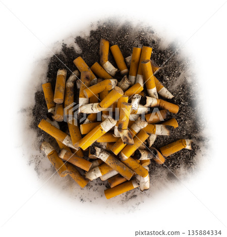 cigarette pile isolated on white background 135884334