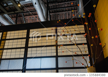 Cocoon ball decorations by the hearth 135884380