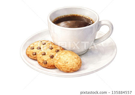咖啡餅乾套裝咖啡館小吃休息插圖 135884557