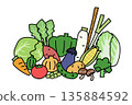Illustration of doodle-style vegetables 135884592