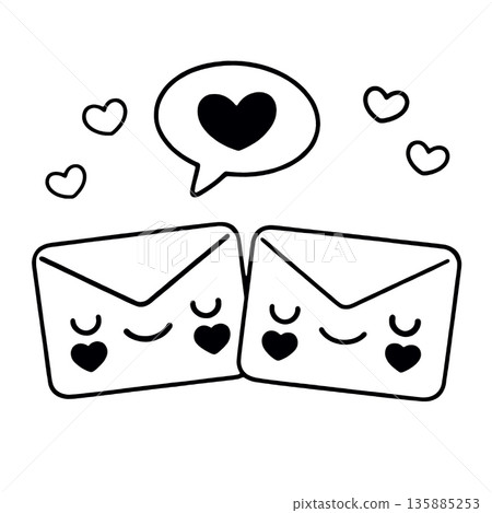 Cute envelope heart love cartoon happy romantic illustration drawing Cute envelope heart love cartoon happy romantic illustration drawing 135885253