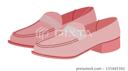 Pink tassel loafer shoe women flat pair. Raised vamp casual dress footwear for office lunch weekend stroll. Technical Pink tassel loafer shoe women flat pair. Raised vamp casual dress footwear for office lunch weekend stroll. Technical 135885302
