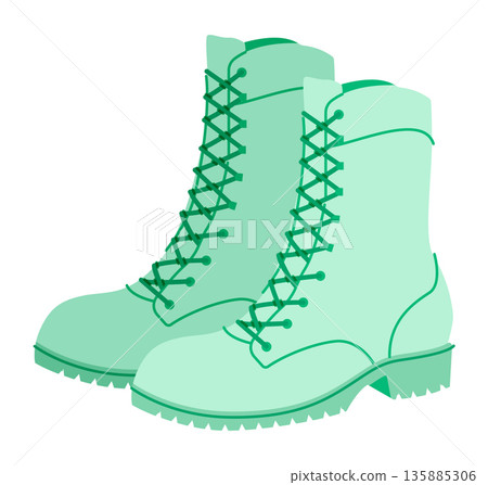 Mint lace-up lug sole boot women flat pair variant. Chunky tread with front lacing for trail, ceremony nature. Technical 135885306