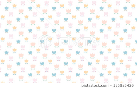 北歐風格的淺色鬱金香圖案，大小不一 135885426