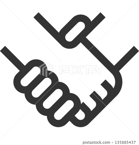 Handshake partnership collaboration icon (simple, line drawing, monochrome) Handshake partnership collaboration icon (simple, line drawing, monochrome) 135885437