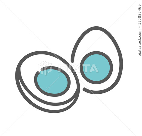 Illustration of a boiled egg cut in half (protein food) Illustration of a boiled egg cut in half (protein food) 135885469