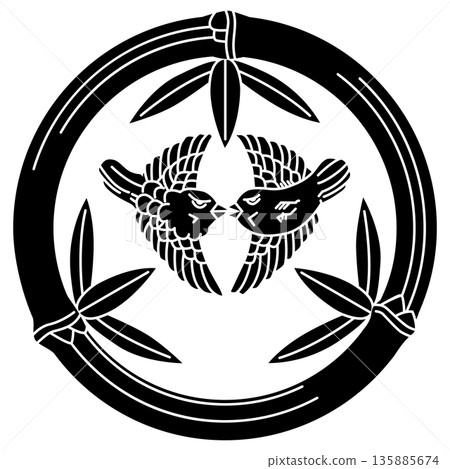 這是我的家族徽章,圖案是竹子和麻雀。 這是我的家族徽章,圖案是竹子和麻雀。 135885674