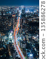 從東京城市景觀飯店看到的東京市中心夜景。 135886278