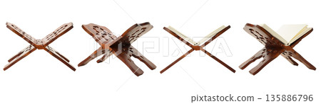 Set for Ramadan, Two empty stands, and two with blank books, PNG 135886796