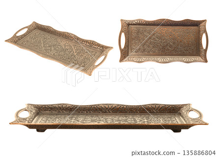 Set, Beautiful trays with detailed patterns ideal for Ramadan, PNG 135886804
