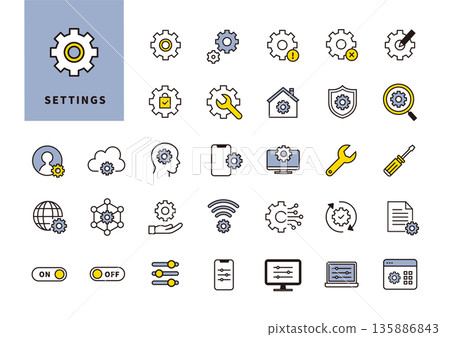 UI icon set (color) for settings and system management UI icon set (color) for settings and system management 135886843