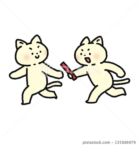 貓咪傳遞接力棒 貓咪傳遞接力棒 135886979