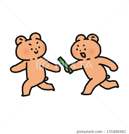 熊傳遞接力棒 135886981