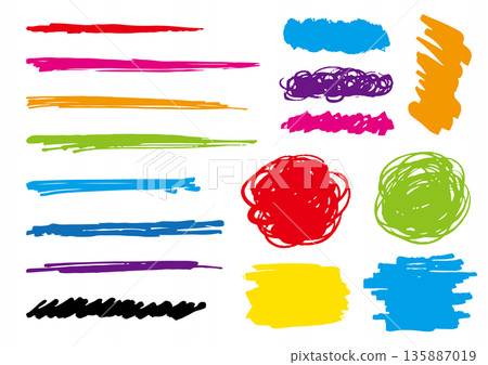 A set of colorful brush strokes and pen strokes A set of colorful brush strokes and pen strokes 135887019