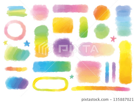 彩色漸層水彩風格素材套裝 135887021