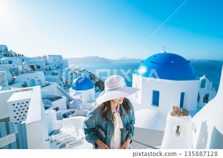 The beautiful domes of Santorini The beautiful domes of Santorini 135887128