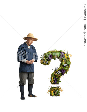 一位迷茫的農夫享受片刻寧靜 135888057