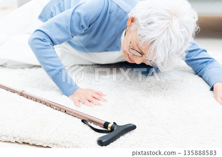 Senior woman who fell at home Senior woman who fell at home 135888583