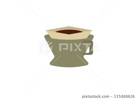 Coffee dripper with filter and beans Coffee dripper with filter and beans 135888626