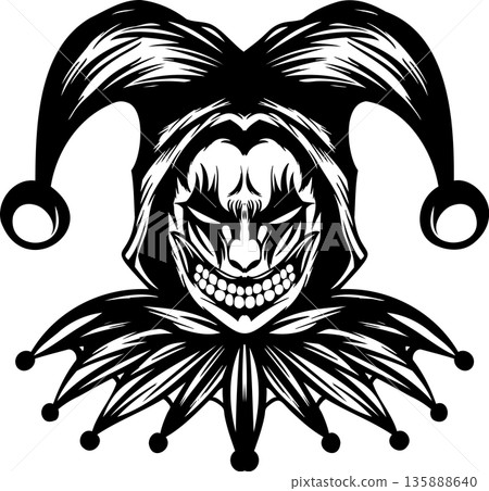 小丑、惡魔、小丑部落刺青風格標誌 小丑、惡魔、小丑部落刺青風格標誌 135888640