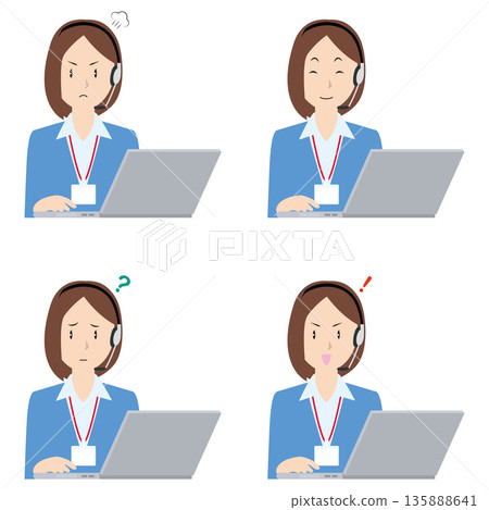 Laptop and female call center staff ② Laptop and female call center staff ② 135888641