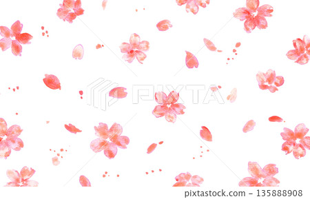 櫻花插圖。水彩櫻花點綴的春季背景。櫻花矢量圖。春季櫻花邊框。 櫻花插圖。水彩櫻花點綴的春季背景。櫻花矢量圖。春季櫻花邊框。 135888908
