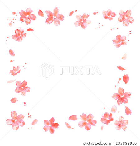 櫻花插圖。水彩櫻花點綴的春季背景。櫻花矢量圖。春季櫻花邊框。 櫻花插圖。水彩櫻花點綴的春季背景。櫻花矢量圖。春季櫻花邊框。 135888916