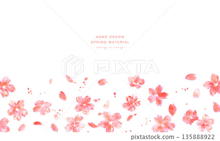 櫻花插圖。水彩櫻花點綴的春季背景。櫻花矢量圖。春季櫻花邊框。 櫻花插圖。水彩櫻花點綴的春季背景。櫻花矢量圖。春季櫻花邊框。 135888922