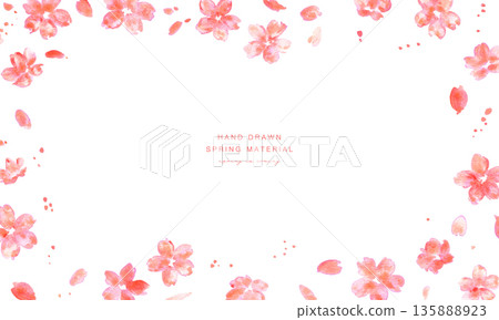 櫻花插圖。水彩櫻花點綴的春季背景。櫻花矢量圖。春季櫻花邊框。 櫻花插圖。水彩櫻花點綴的春季背景。櫻花矢量圖。春季櫻花邊框。 135888923