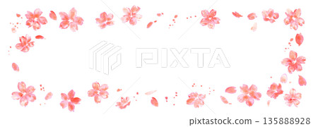 Cherry blossom illustration. Spring background with watercolor cherry blossoms. Cherry blossom vector illustration. Spring cherry blossom frame. Cherry blossom illustration. Spring background with watercolor cherry blossoms. Cherry blossom vector illustration. Spring cherry blossom frame. 135888928