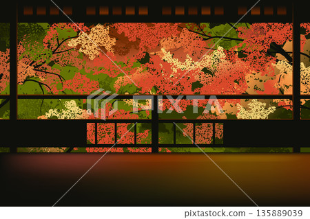 Autumn landscape, colorful trees outside the building 135889039