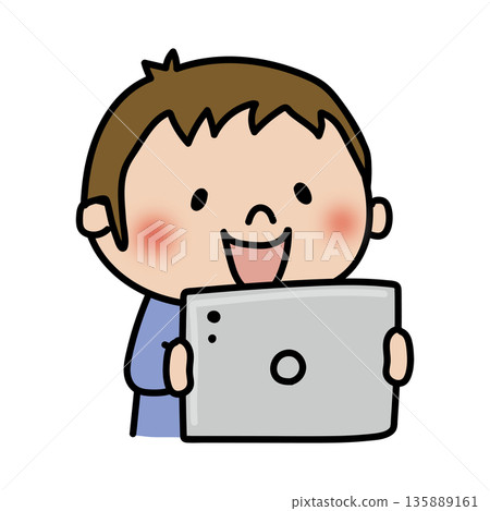 Child (boy) looking at tablet 135889161